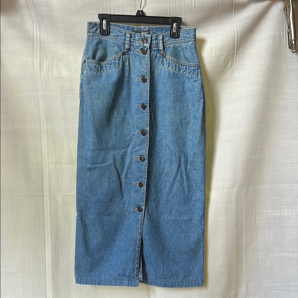 Denim Button-Front Maxi Skirt